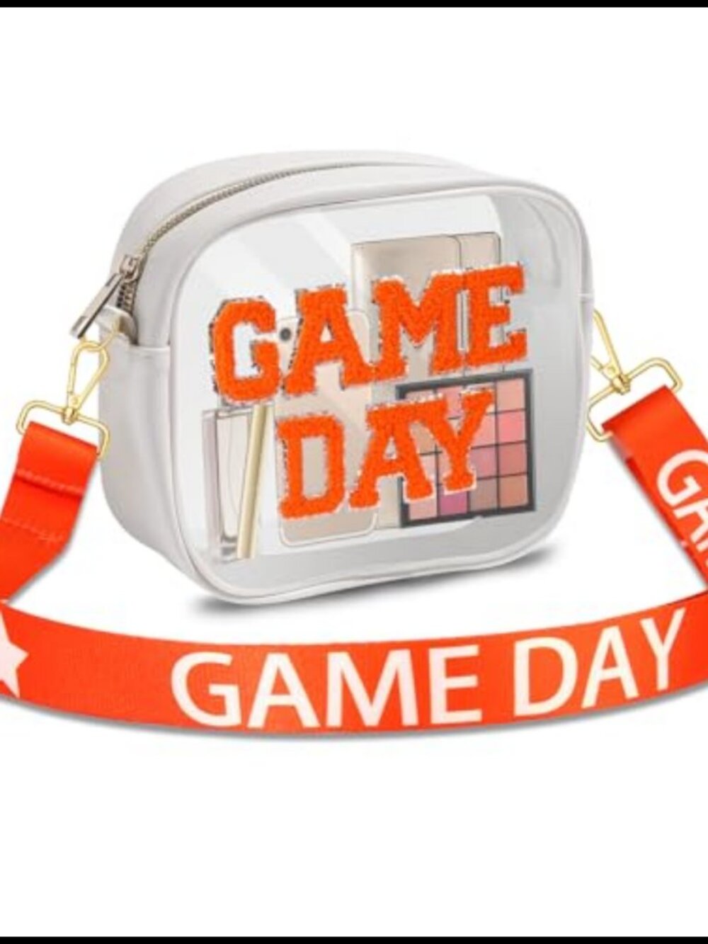 Stadium Approved Clear Crossbody Bag with Letter Patches PVC Gold Hardware
